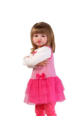 Cute little girl in a pink dress