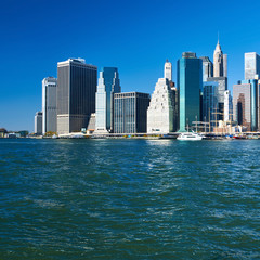 Naklejka premium Lower Manhattan skyline view from Brooklyn