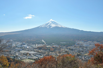 Fototapeta na wymiar Mount fuji and city in yamanashi japan