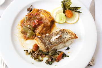 seabass steak cooked in french style