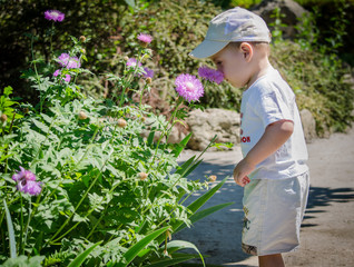boy with flowers