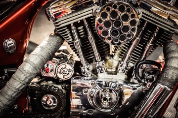 Naklejka premium Close-up of a motorcycle engine