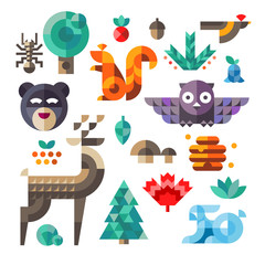 Naklejka premium Forest icons, geometric proportions