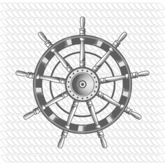 vector nautical label. vintage rudder, icon and design element.