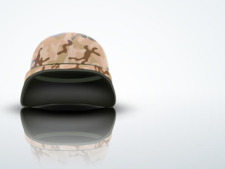 Fototapeta premium Light Background Military helmet with camo pattern