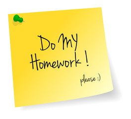 Do My Homework Yellow Stick Note Paper Vector Isolated