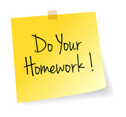 Do Your Homework Yellow Stick Note Paper Vector Isolated
