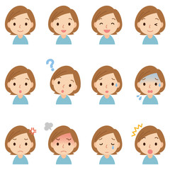顔　表情　セット　女性