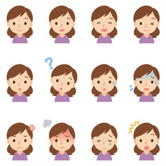 顔　表情　セット　女性