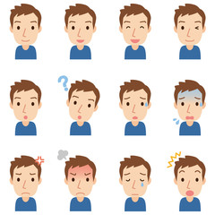 顔　表情　セット　男性