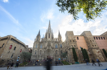 Fototapeta premium The Cathedral of the Holy Cross and Saint Eulalia, Barcelone, Sp
