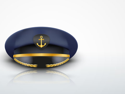 Light Background Captain peaked cap with gold anchor on cockade