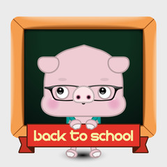Back to School Pig. Vector Illustration