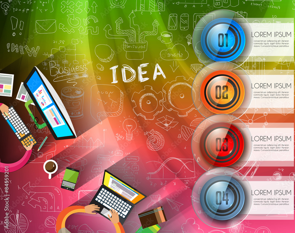 Poster infographic layout template with 4 choices and flat style