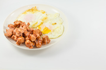 Fried egg and sausage.