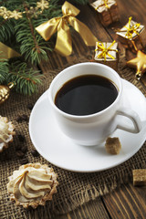 Сake and cup of coffee