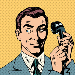 Male businessman talking on the phone style pop art retro © studiostoks