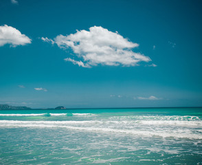 beach summer with clouds and blue sky