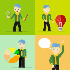 Set of businessman pose character concepts