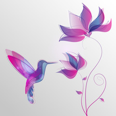 Flying hummingbird, colorful vector abstract