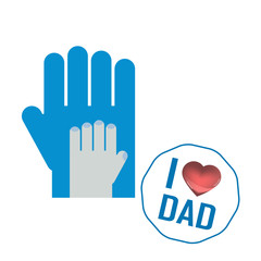 Happy fathers day card and sign vintage retro. Hands of father a