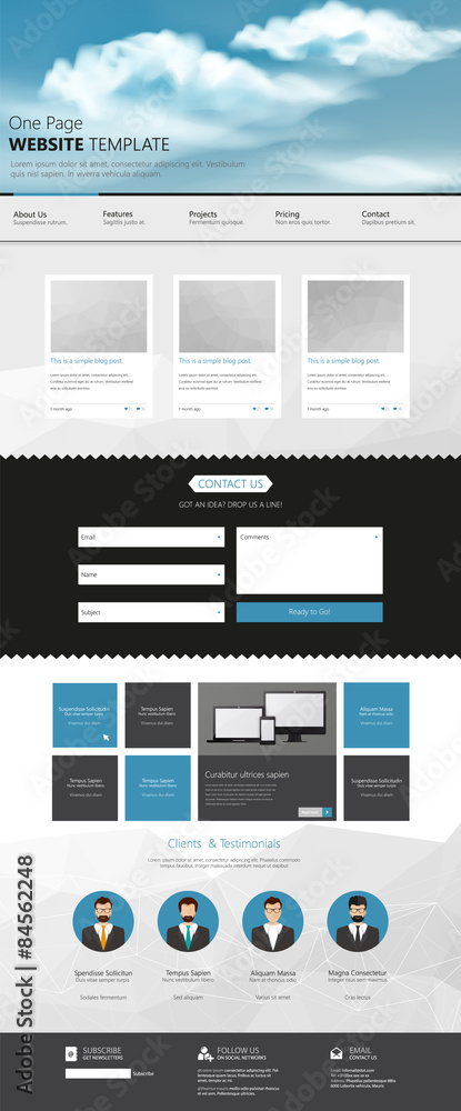 Poster one page website template and header