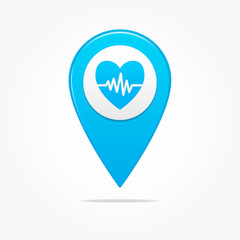 Heart Rate Medical Pin Icon