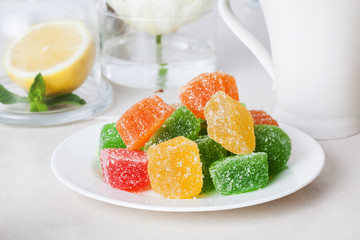 jelly candies on a plate still life tea party food