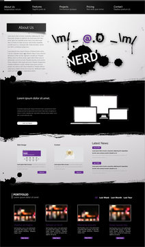 One Page Website Template with nerd symbol 