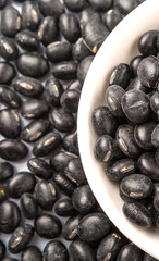 Black beans in white bowl 