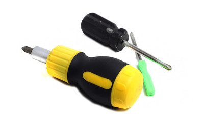 three Phillips screwdriver isolated on a white background