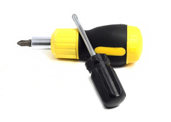 Two cross screwdrivers isolated on a white background