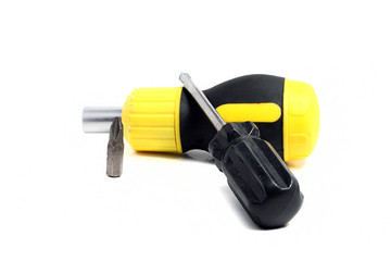 Two cross screwdrivers isolated on a white background