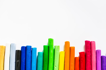  modelling clay  different colors on white background