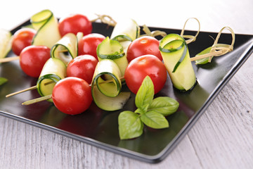 tomato,zucchini and basil