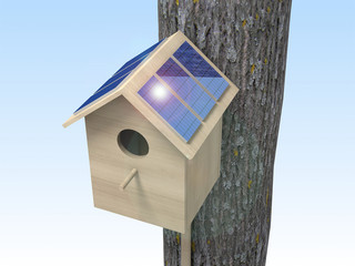 Birdhouse 2. Birdhouse with solar panels.