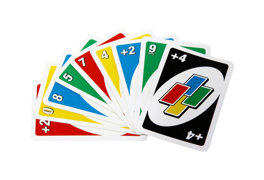 Uno game cards isolated on white background 
