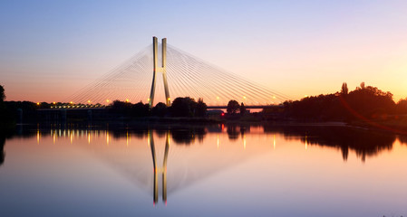 Wrocław most o zachodzie słońca - obrazy, fototapety, plakaty