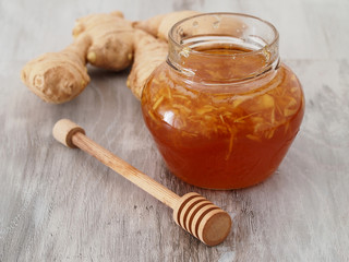 Honey and ginger mixture in jar