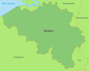 Belgien in grün (beschriftet) - Vektor