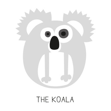 Card with a round koala. Vector design