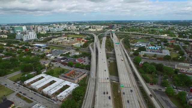 Aerial video of I95 Miami Florida hyperlapse