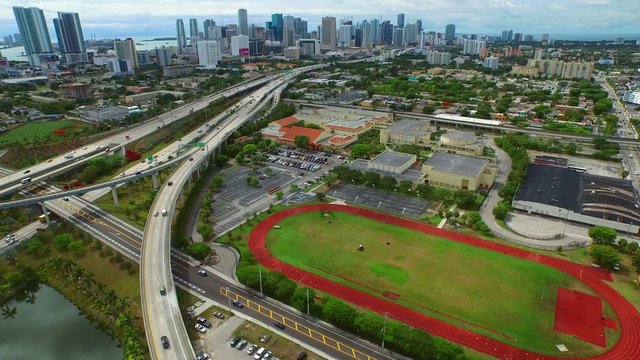 Aerial video of I95 Miami Florida