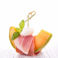 melon,proscuitto and mozzarella