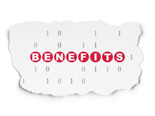 Finance concept: Benefits on Torn Paper background