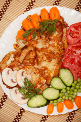 Fried meat pork chop and vegetables Barbecue Grilled Beef