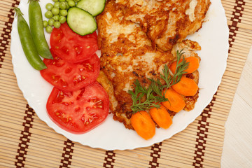 Fried meat pork chop and vegetables Barbecue Grilled Beef