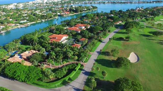 Aerial video of Indian Creek luxury homes on the water