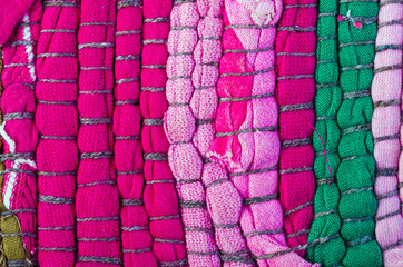 Bright multi-colored striped background thread and fabric
