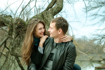 Fototapeta premium Young couple in love outdoor
